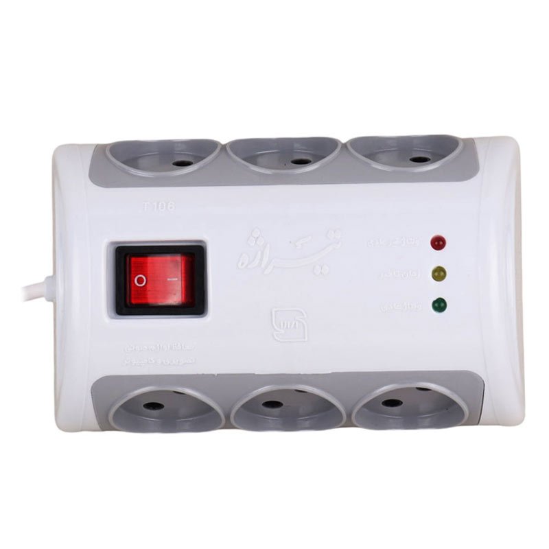 محافظ برق کامپیوتر و صوتی تصویری 6 خانه تیراژه T106 با کابل 1.8 متری 