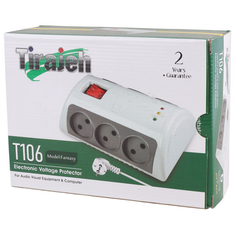 محافظ برق کامپیوتر و صوتی تصویری 6 خانه تیراژه T106 با کابل 1.8 متری  