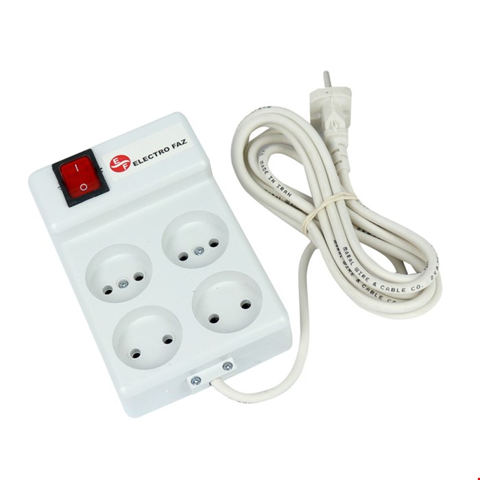 چند راهی 4 خانه برق الکترو فاز Electro Faz با کابل 3 متری